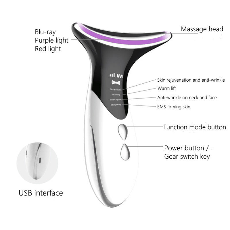 Neck Massager Color Light Skin Rejuvenation Neck Beauty Device - Neck Massager Color Light for Radiant Skin Rejuvenation