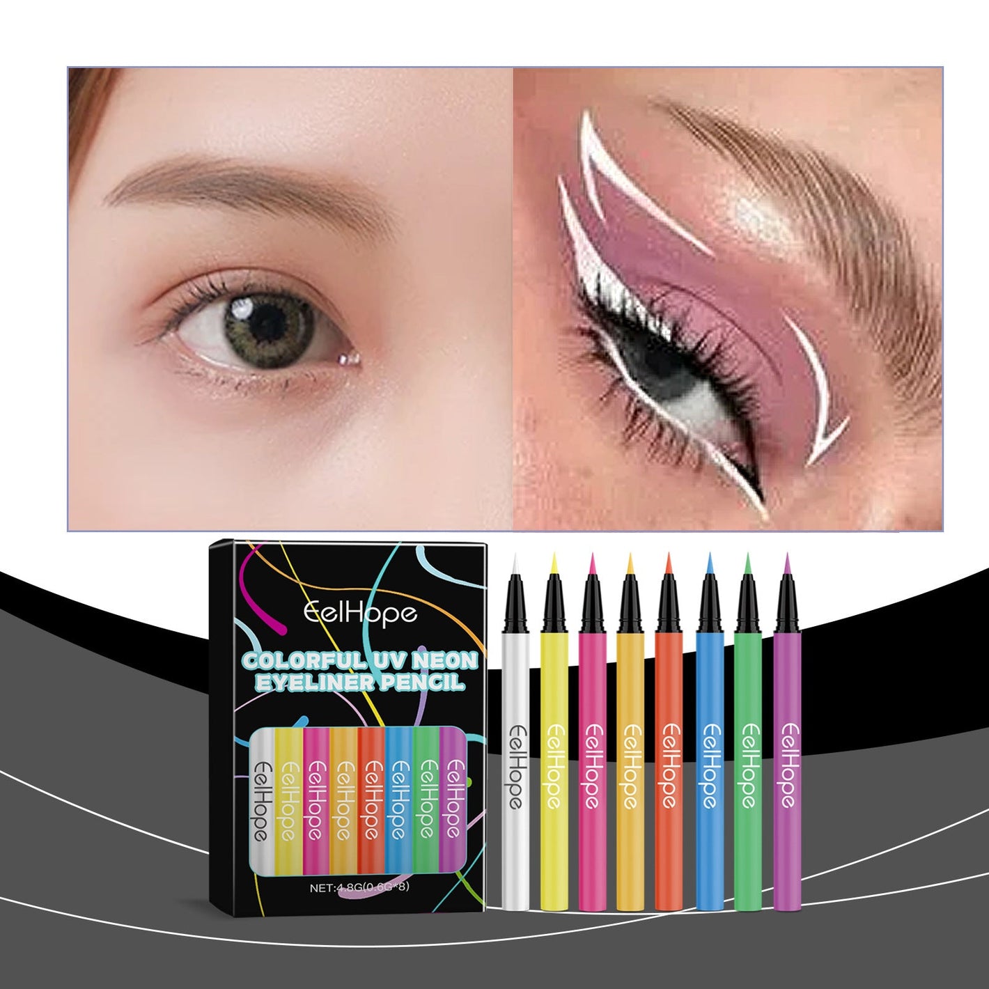 Neon Liquid Eyeliner with Silky Finish in Vibrant Party Colors - Teleplus neon liquid eyeliner colors party silky
