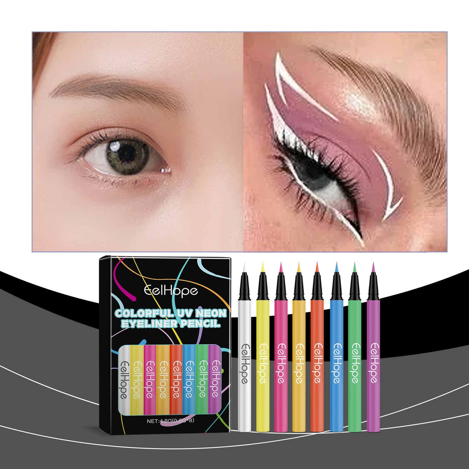 Neon Liquid Eyeliner with Silky Finish in Vibrant Party Colors - Teleplus neon liquid eyeliner colors party silky