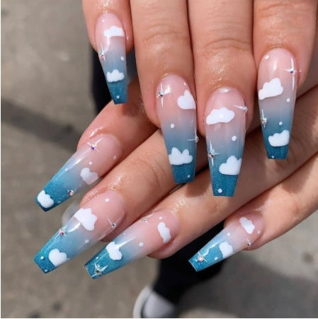 Net 18g Soft Nails False with Colorful Tips for Wearing Finished - wearing nails finished soft false