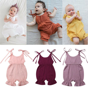 New Arrivals Newborn Toddler Baby Girls Sleeveless Solid Romper Jumpsuit Outfit - Baby Girls Sleeveless Romper