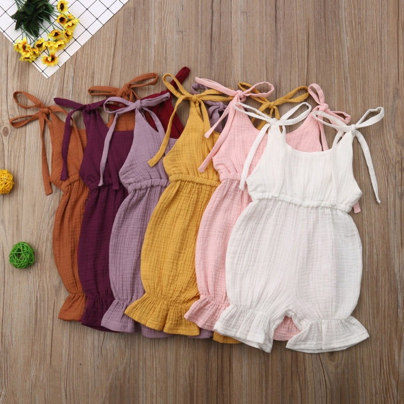 New Arrivals Newborn Toddler Baby Girls Sleeveless Solid Romper Jumpsuit Outfit - Baby Girls Sleeveless Romper