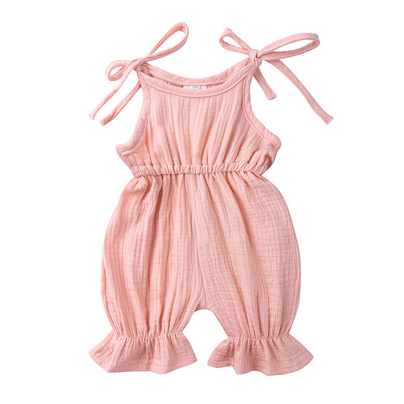 New Arrivals Newborn Toddler Baby Girls Sleeveless Solid Romper Jumpsuit Outfit - Baby Girls Sleeveless Romper