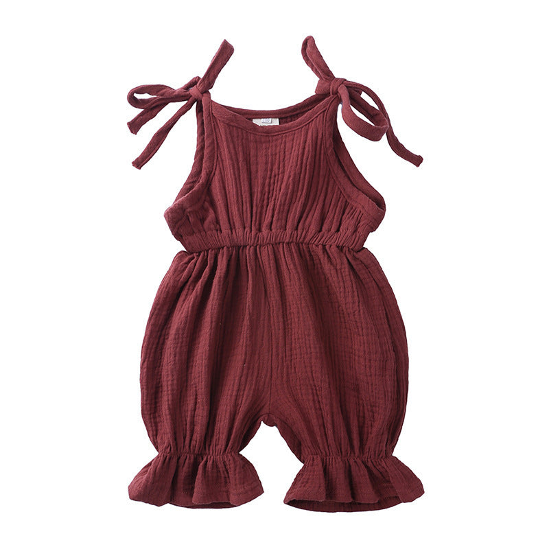 New Arrivals Newborn Toddler Baby Girls Sleeveless Solid Romper Jumpsuit Outfit - Baby Girls Sleeveless Romper