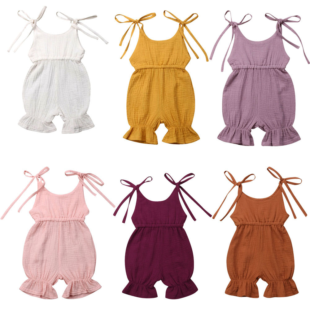 New Arrivals Newborn Toddler Baby Girls Sleeveless Solid Romper Jumpsuit Outfit - Baby Girls Sleeveless Romper