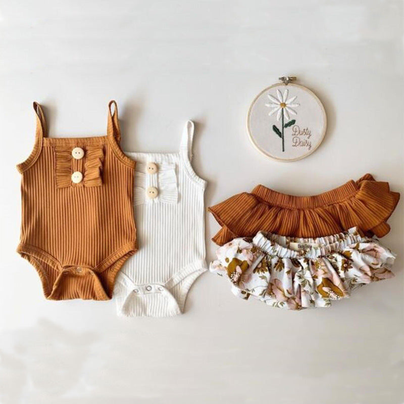 New Baby Clothing Wholesale Girls Summer Romper Skirt Set - Cute Rompers for Tiny Style Queens in Cotton Bliss