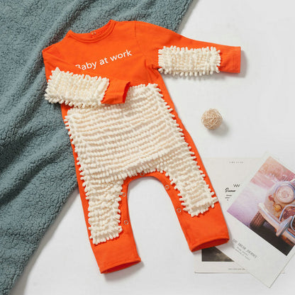 New Baby Crawling Mopping Clothes Snap Long Sleeve Jumpsuit - Crawl Mop Repeat in Our Long Sleeve Jumpsuit