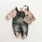 New Boys And Girls Small And Older Kids Retro One-piece Soft Jeans Casual - Hilarious Blue Suspender Pants for Trendy