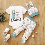 New Easter Print Rabbit Romper Three Piece 2 Colors - Hippity Hop in Style with Our Bunny Romper Set