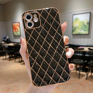Apple Leather Pattern Phone Case with Geometric Surface for Back Cover - New Electroplated electroplated leather