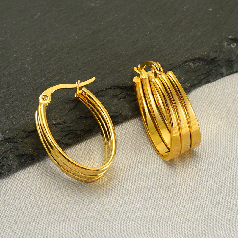 Women Stainless Steel 18K Gold Electroplating European and American Earrings - Shiny for Fashion Risk-Takers united