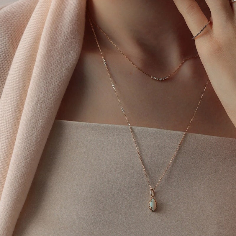 Geometric Horse Eye Opal Pendant Sterling Silver 10K Gold Plated Jewelry - in S925 geometric horse eye opal pendant