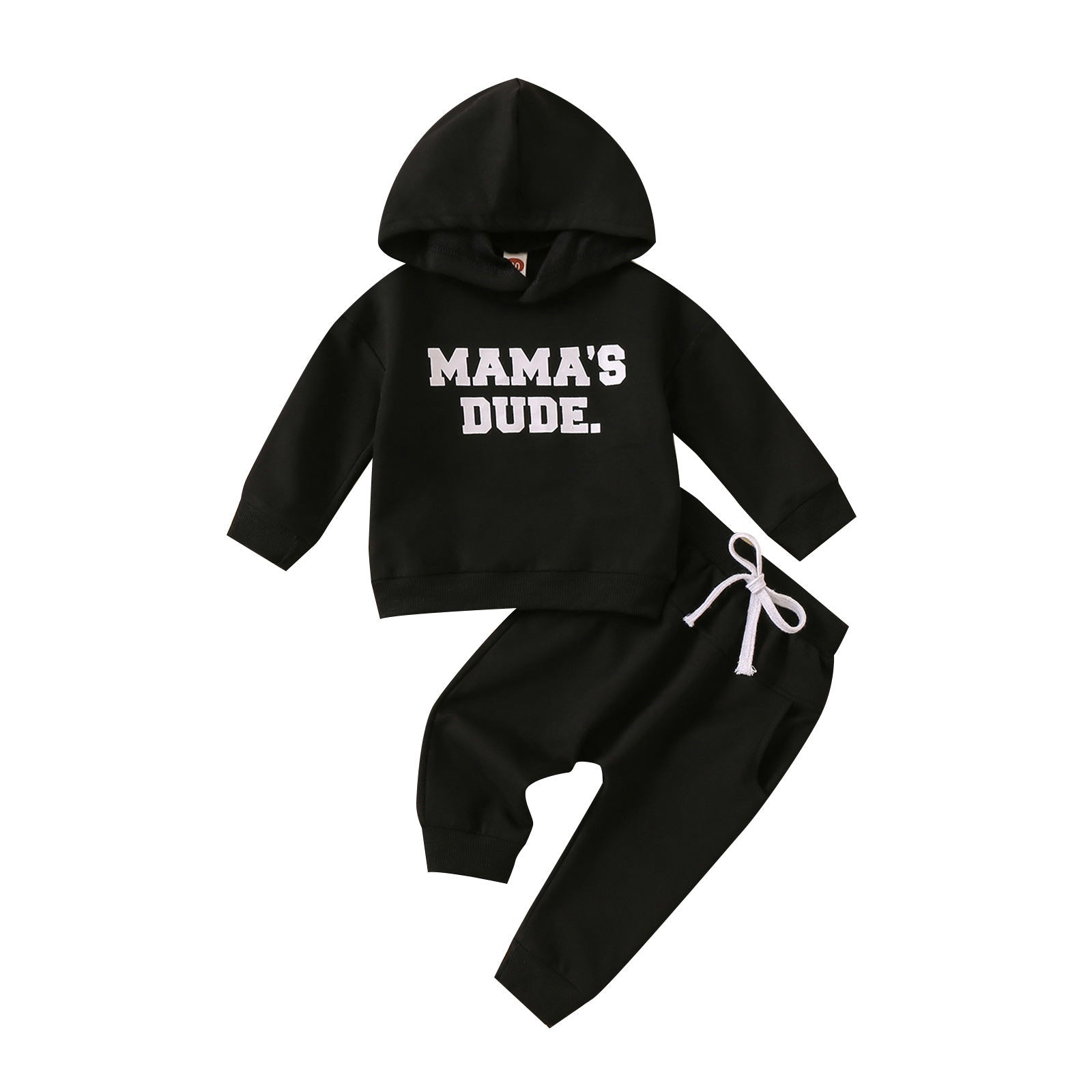 New Hoodie Letter Printed Solid Color Trousers Suit - Solid Color Hoodie Trousers Suit for Tiny Trendsetters