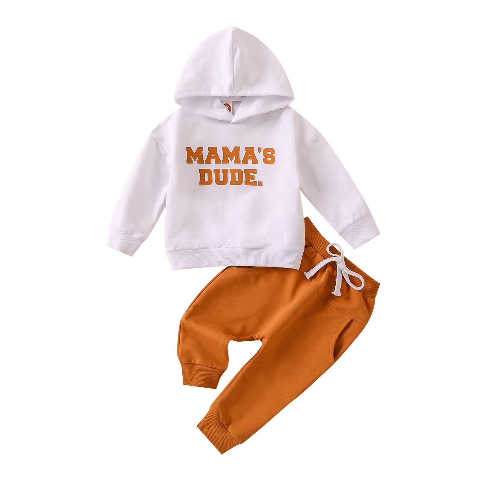 New Hoodie Letter Printed Solid Color Trousers Suit - Solid Color Hoodie Trousers Suit for Tiny Trendsetters