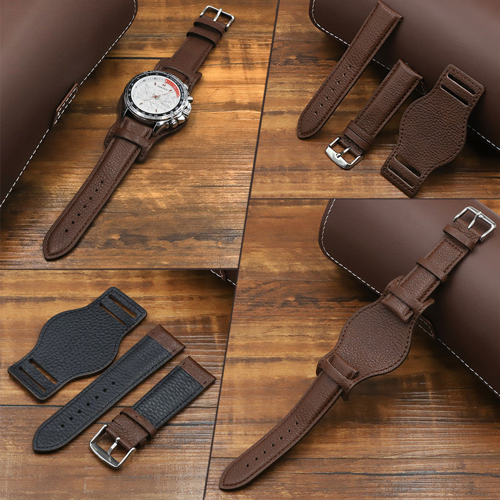 New Leather Strap Accessory In First Layer Cowhide - New Leather Strap with Stainless Steel Clasp Accessory