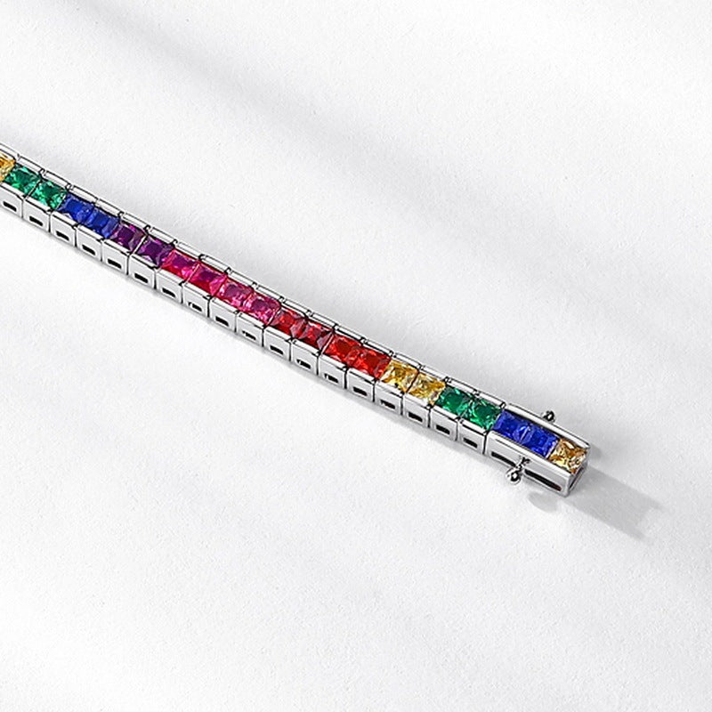 New Rainbow Zircon Bracelet Female S925 Silver - New Rainbow Zircon Bracelet in S925 Silver