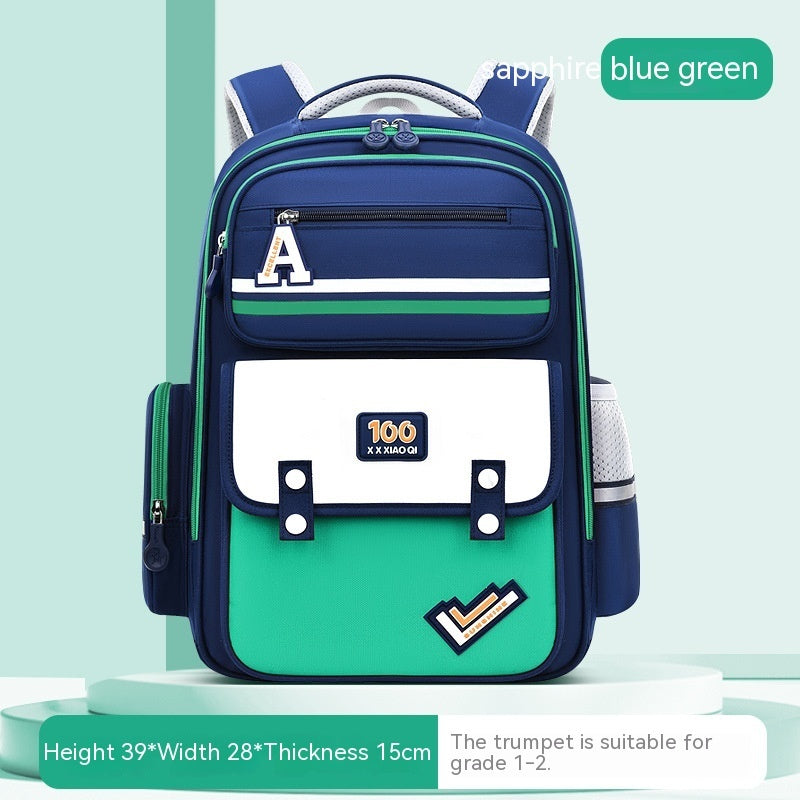 New Student Schoolbag Waist And Spine Protection Burden Reduction Children Backpack - Sapphire Blue Schoolbag for Happy