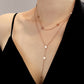 New Titanium Steel 18K Gold Double Circles Star Necklace Female Clavicle Chain - Titanium Steel 18K Gold Double Circles