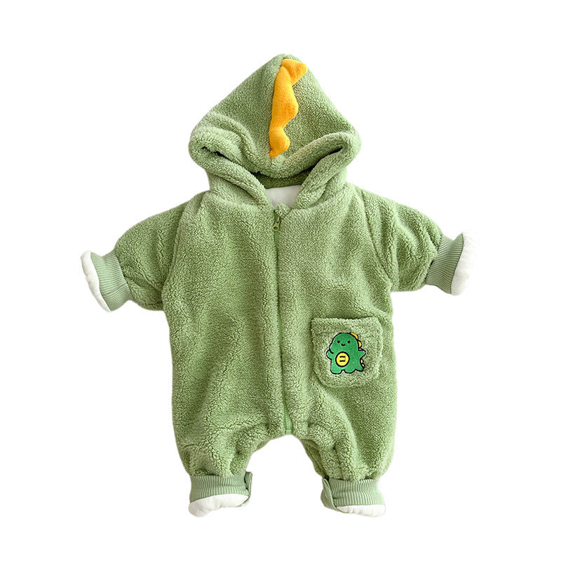 Newborn Autumn And Winter Fleece-lined Thickened Jumpsuit - Tiny Tots Stay Toasty in Fleece-tastic Jumpsuit