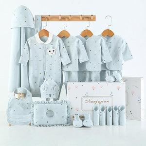 Newborn Baby Clothes Thin Suit Baby Gift Box - Tiny Fashionistas Unite in Four Seasons Blue Gift Box