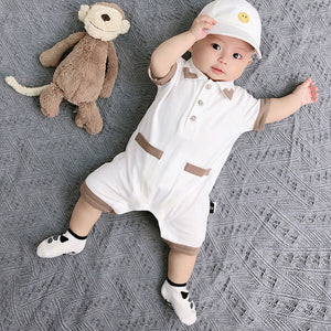 British Style Baby Half Sleeve Pullover for Newborn Summer Comfort - Cotton Romper newborn baby summer half sleeve