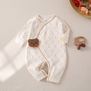 Baby Butterfly Jumpsuit with Beige and White Animal Designs for United States - Boneless Tiny Trendsetters united