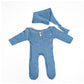 Newborn Photography Knitted Jumpsuit Long Tail Hat Two-piece Set - Cute Knitted Jumpsuit and Tail Hat for Tiny Models