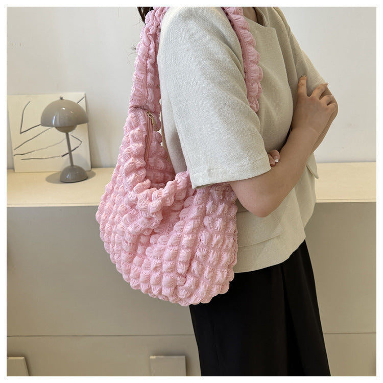 Niche Pleated Clouds Cute Western Style Underarm Bag for Daily - Teleplus niche pleated clouds cute western style