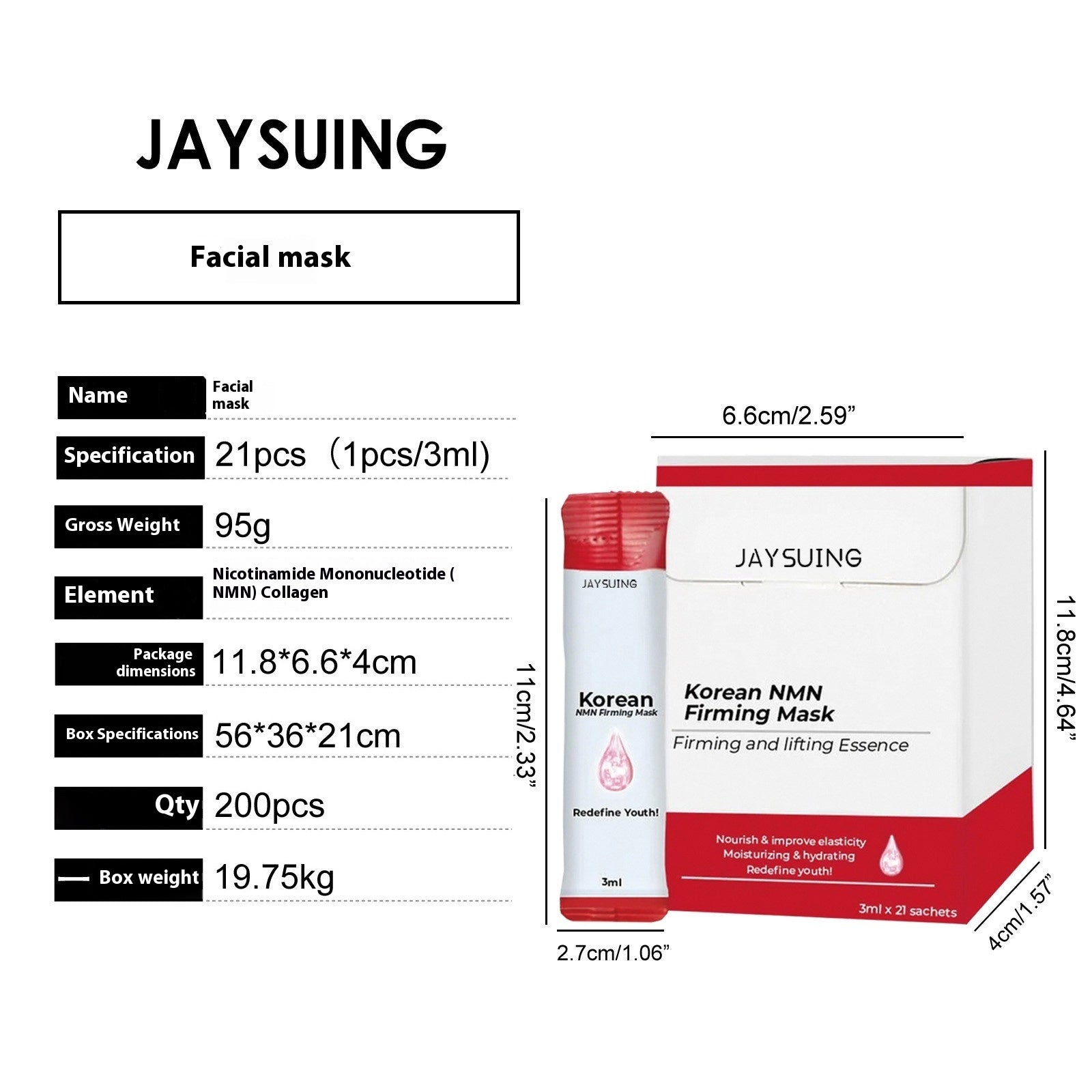 Nicotinamide Mononucleotide Facial Mask for Skin Nourishing Pack of 21 - facial mask skin nourishing nicotinamide