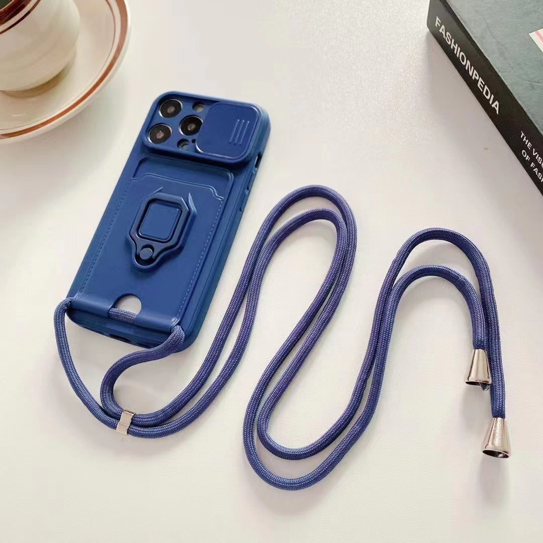 Non Apple Compatible Push Window Card with Diagonal Strap Lanyard - Teleplus push window card ring diagonal strap