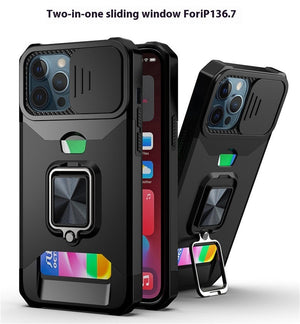 Non Apple Protective Cover Ring with Sliding Window for iPhone Models - Drop-resistant Phone Case Goofballs protective