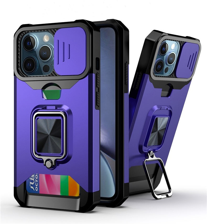 Non Apple Protective Cover Ring with Sliding Window for iPhone Models - Drop-resistant Phone Case Goofballs protective