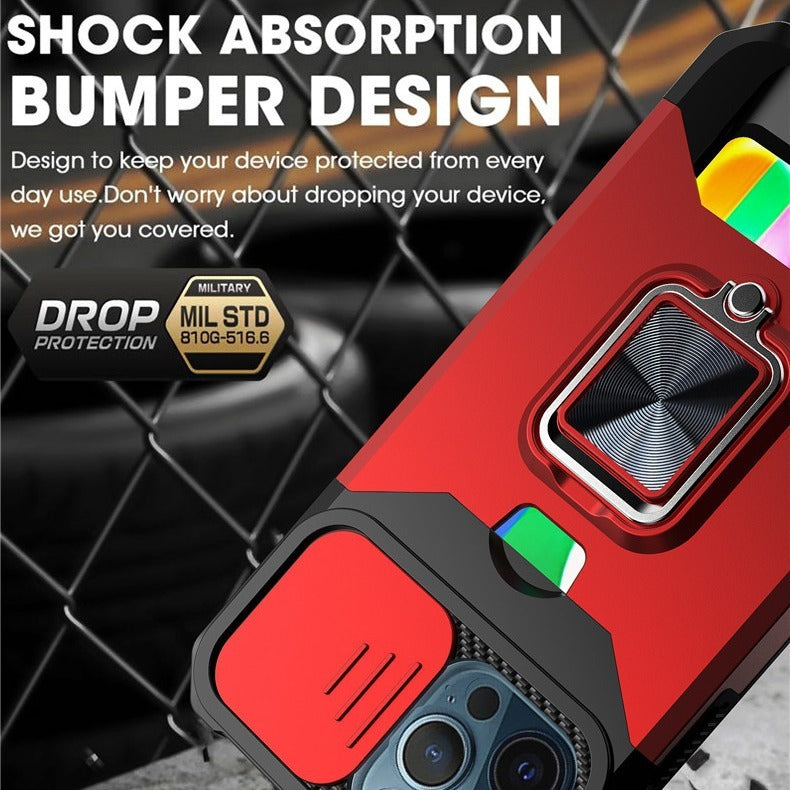 Non Apple Protective Cover Ring with Sliding Window for iPhone Models - Drop-resistant Phone Case Goofballs protective