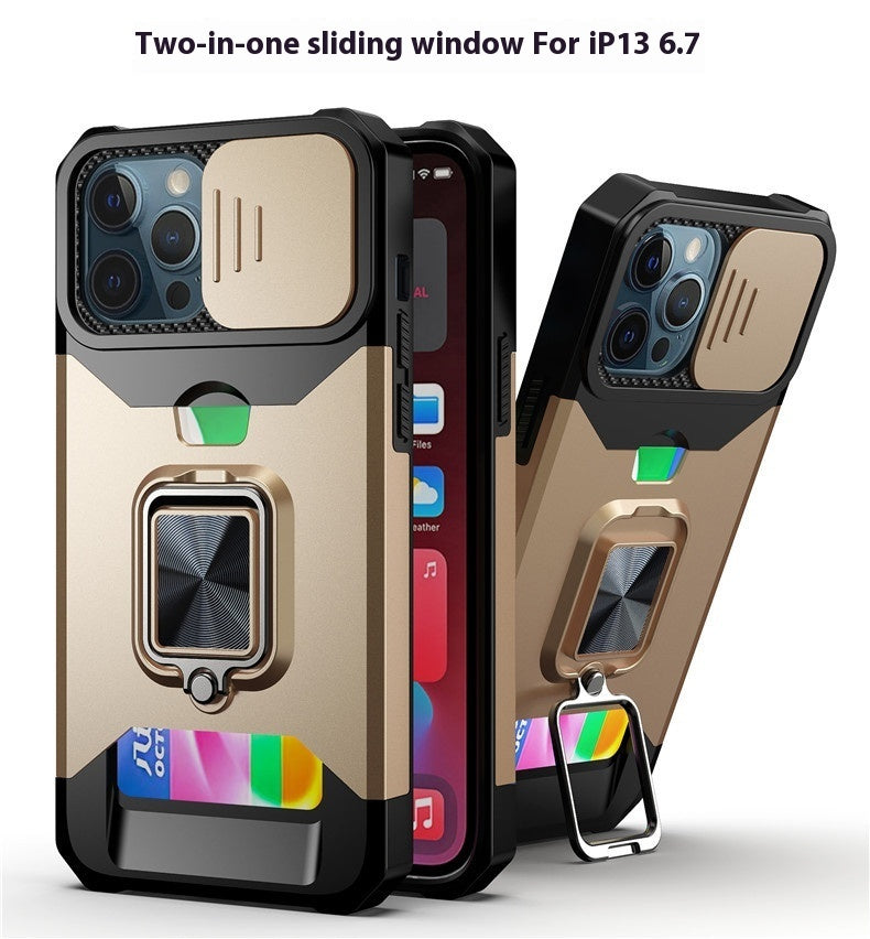 Non Apple Protective Cover Ring with Sliding Window for iPhone Models - Drop-resistant Phone Case Goofballs protective