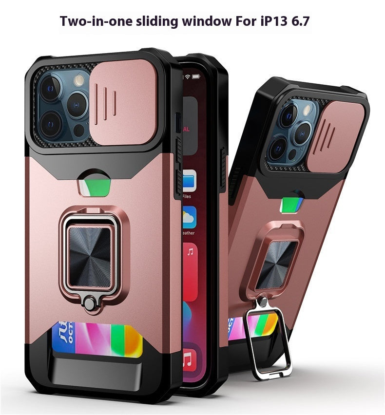 Non Apple Protective Cover Ring with Sliding Window for iPhone Models - Drop-resistant Phone Case Goofballs protective