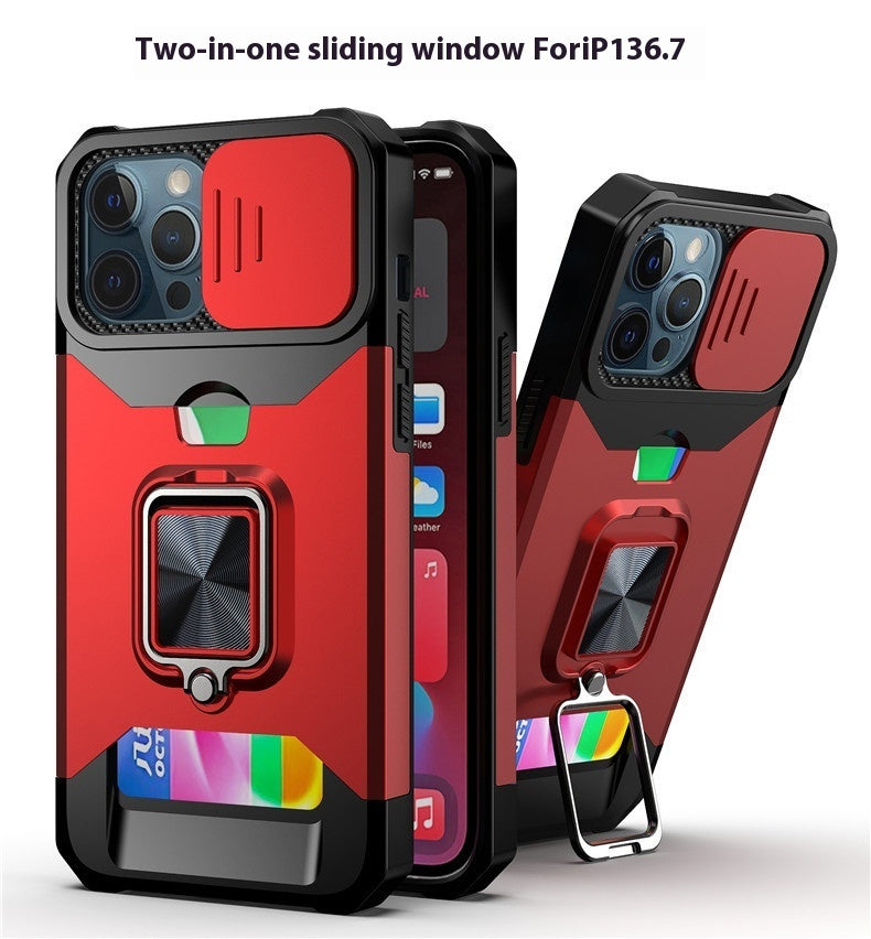 Non Apple Protective Cover Ring with Sliding Window for iPhone Models - Drop-resistant Phone Case Goofballs protective