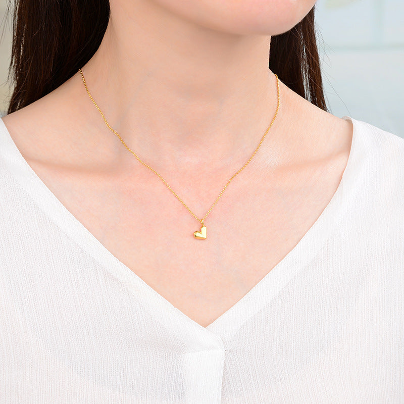 Silver Heart Pendant on Electroplated Water Wave Chain in United States - Fancy Necklace for Non-Mainstream Love