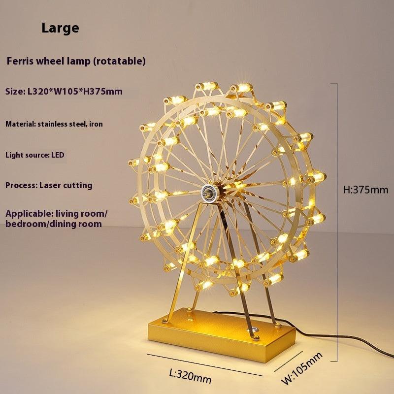 Nordic 220V Wheel Table Lamp with Metal Base for Bedside or Desk - Teleplus ferris wheel table lamp bedside bedroom