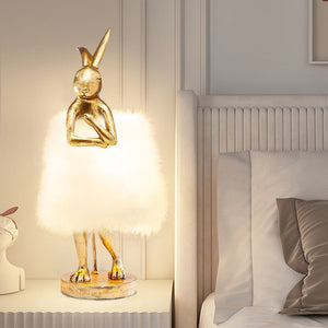 Nordic Bedroom Bedside Lamp with Rabbit Feather Table Light Covers - Teleplus Cover nordic bedroom bedside rabbit