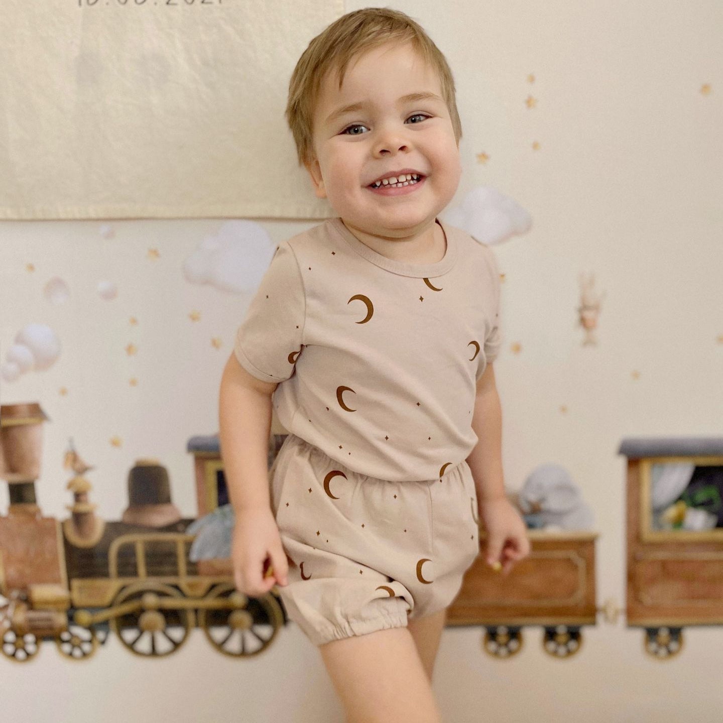 Nordic Children’s Loungewear Ins Style Summer Pajamas Suit - Nordic PJs for Tiny Dinosaurs and Moon Dreams