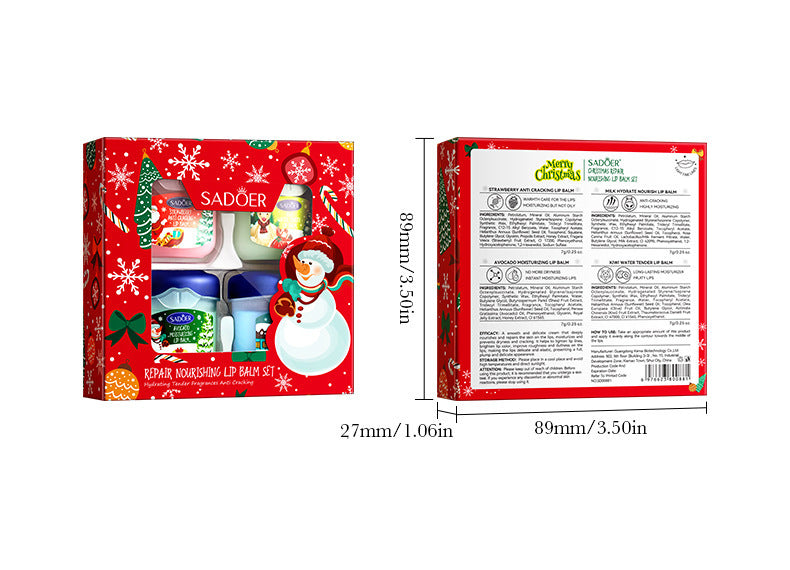 Nourishing Lip Balm Set with Moisturizing Lipstick in Wooden Tone for Christmas - Teleplus english christmas nourishing