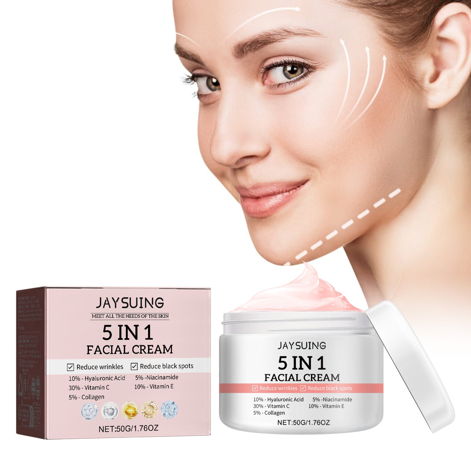 Nourishing Moisturizing Facial Cream with Hyaluronic Acid and Collagen - facial cream nourishing moisturizing skin