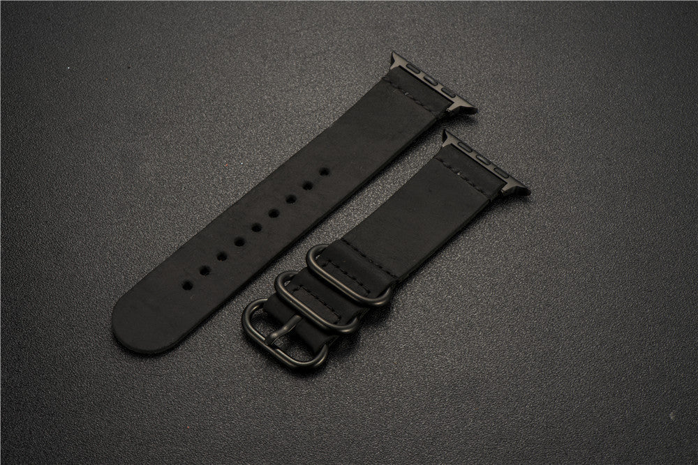 Nubuck Leather Three-Ring Pin Buckle Watch Strap - Nubuck Leather Pin Buckle Watch Strap for iWatch