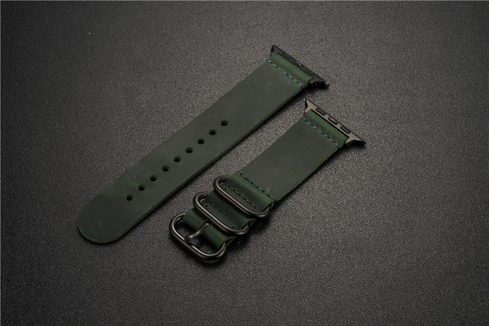 Nubuck Leather Three-Ring Pin Buckle Watch Strap - Nubuck Leather Pin Buckle Watch Strap for iWatch