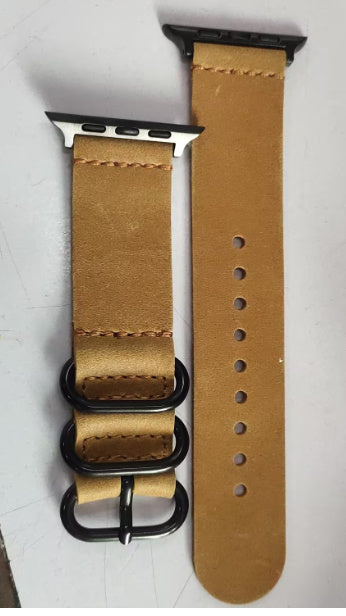 Nubuck Leather Three-Ring Pin Buckle Watch Strap - Nubuck Leather Pin Buckle Watch Strap for iWatch