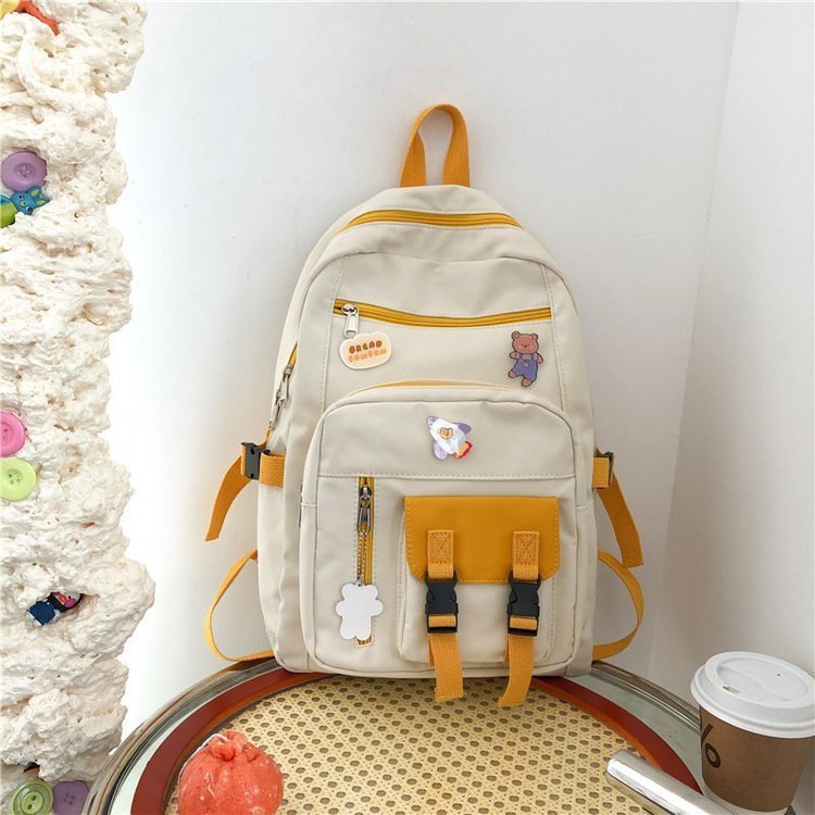 Nylon Backpack with Bear Pendant Gift Send School Bag for Kids - Teleplus send bear pendant
