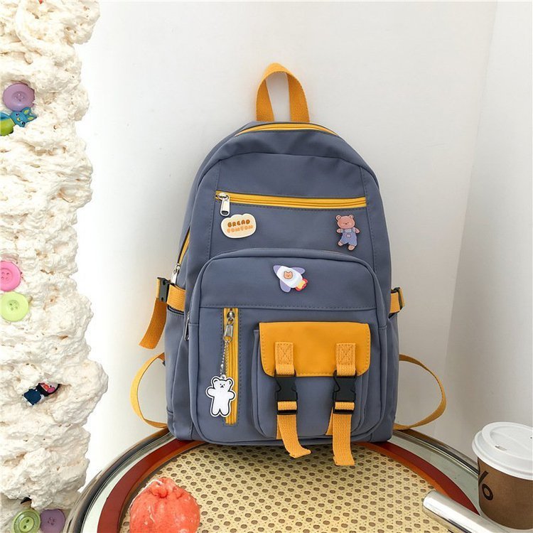 Nylon Backpack with Bear Pendant Gift Send School Bag for Kids - Teleplus send bear pendant