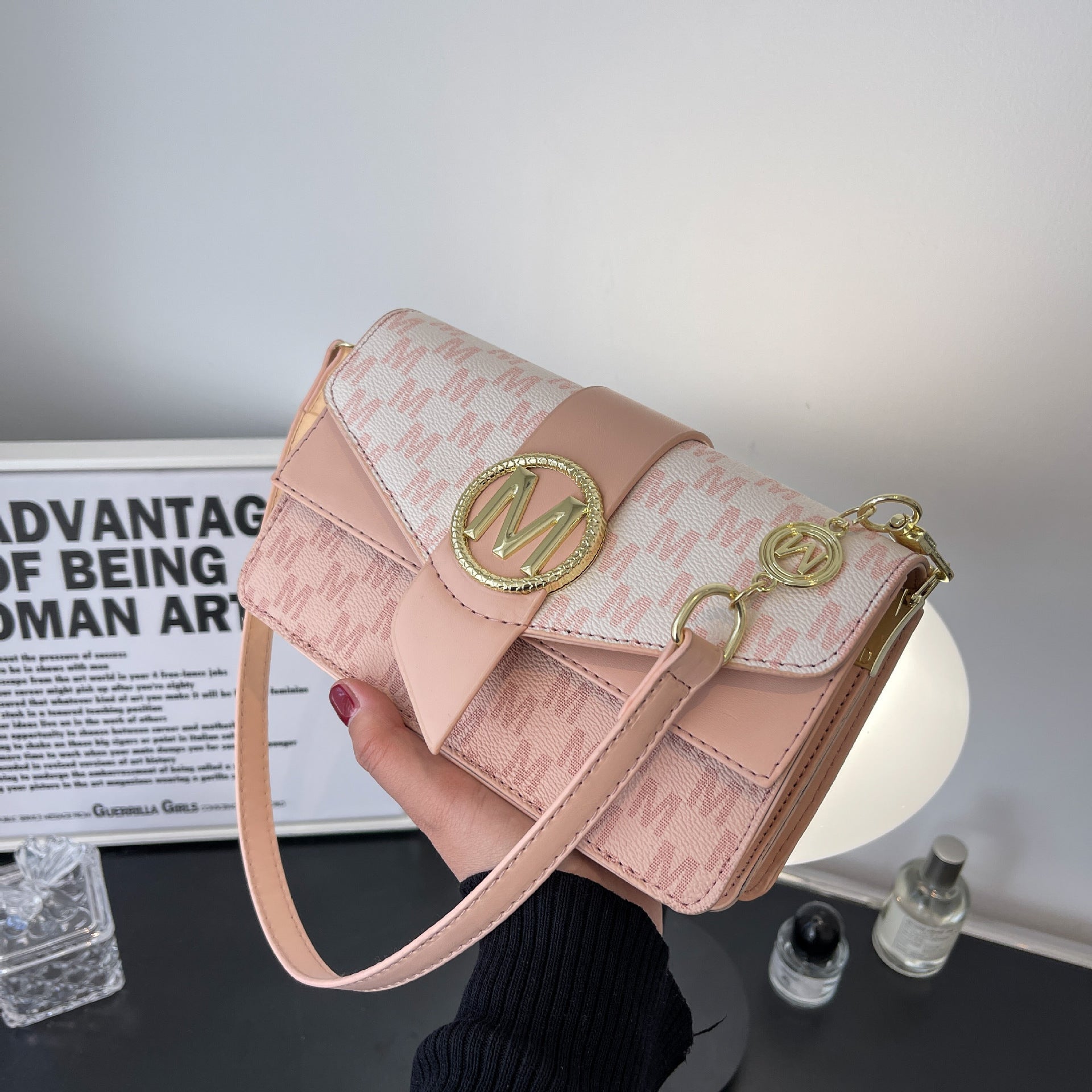 Nylon Crossbody Bag with Printed Letter Design for Daily - Teleplus niche personality printed letter shoulder