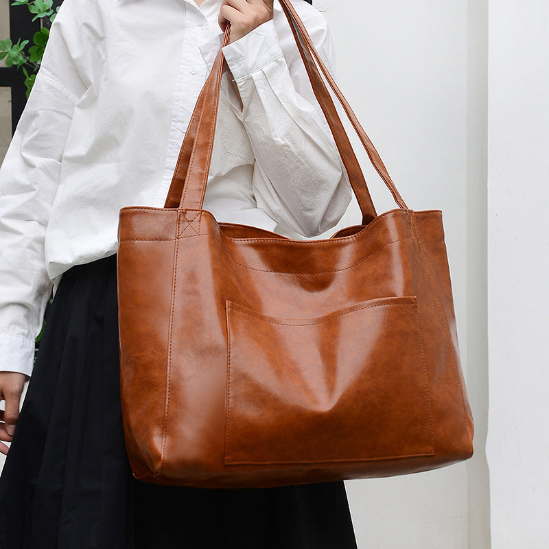 Nylon PU Shoulder Bag with Zipper Pockets for Travel Work School