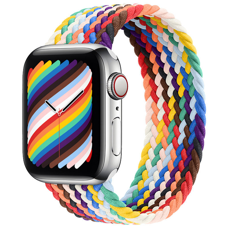 Nylon Strap Rainbow Braid for Apple Watch Elastic in Multiple Colors - Teleplus watch strap elastic nylon rainbow braid